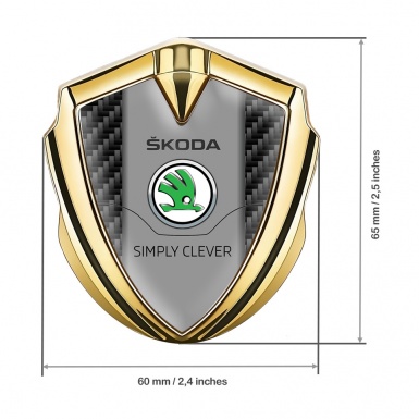 Skoda Silicon Emblem Badge Gold Black Carbon Classic Logo Design