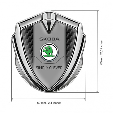 Skoda Silicon Emblem Badge Silver Black Carbon Classic Logo Design
