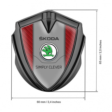 Skoda Emblem Car Badge Graphite Red Carbon Classic Logo Design