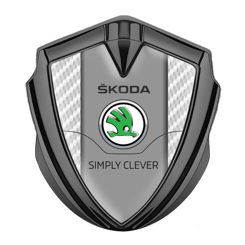 Skoda Metal Domed Emblem Graphite White Carbon Classic Green Logo