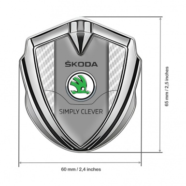 Skoda Metal Domed Emblem Silver White Carbon Classic Green Logo
