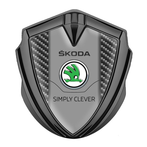 Skoda Emblem Badge Self Adhesive Graphite Dark Carbon Classic Green Logo