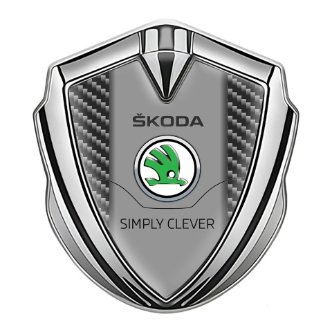 Skoda Emblem Badge Self Adhesive Silver Dark Carbon Classic Green Logo