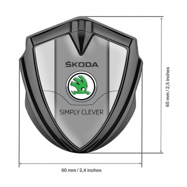 Skoda Emblem Fender Badge Graphite Grey Print Classic Green Logo
