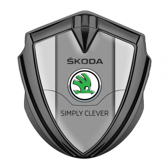 Skoda Emblem Fender Badge Graphite Grey Print Classic Green Logo