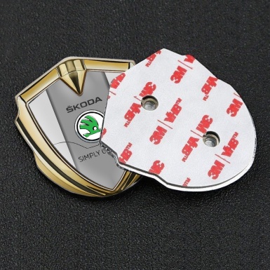 Skoda Emblem Fender Badge Gold Grey Print Classic Green Logo
