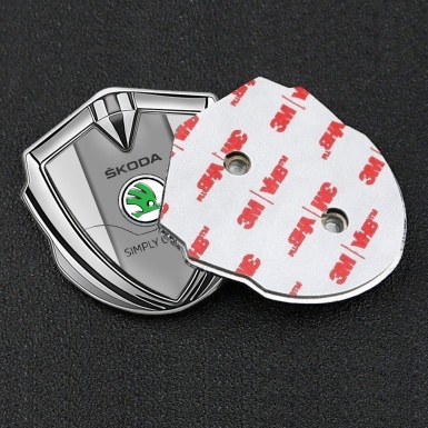 Skoda Metal Emblem Self Adhesive Silver Grey Print Classic Green Logo