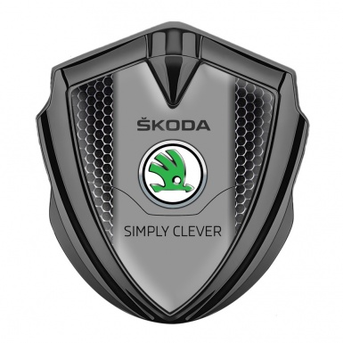 Skoda Fender Emblem Badge Graphite Steel Grate Classic Green Logo