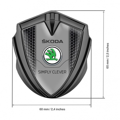 Skoda Fender Emblem Badge Graphite Steel Grate Classic Green Logo