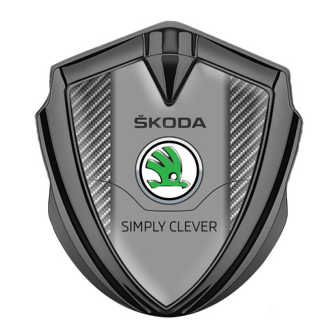 Skoda Emblem Trunk Badge Graphite Light Carbon Classic Green Logo