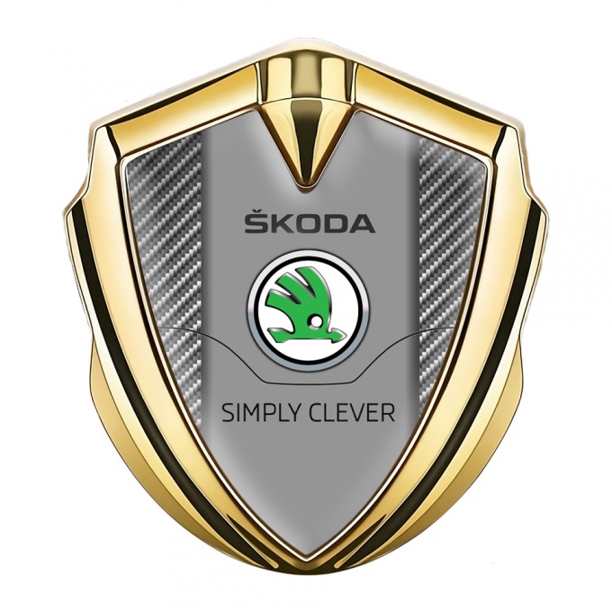 Skoda Emblem Trunk Badge Gold Light Carbon Classic Green Logo