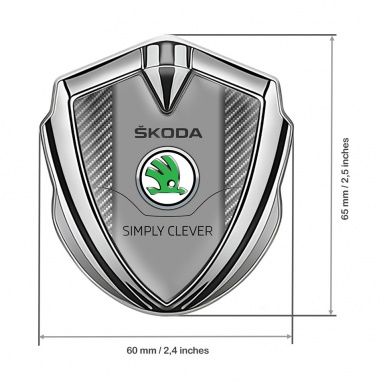 Skoda Emblem Trunk Badge Silver Light Carbon Classic Green Logo