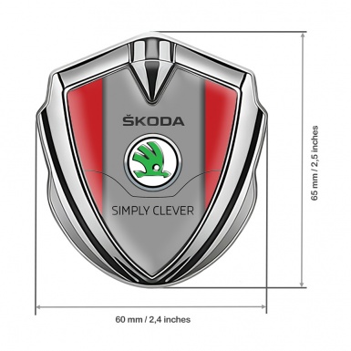 Skoda Metal Emblem Badge Silver Crimson Print Classic Green Logo