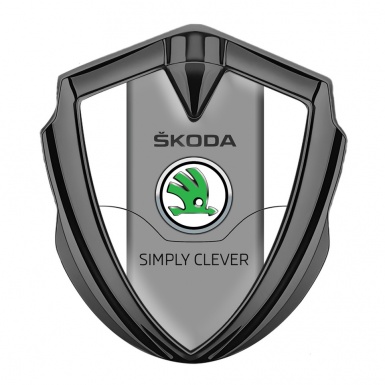 Skoda Domed Emblem Badge Graphite White Print Classic Slogan Edition