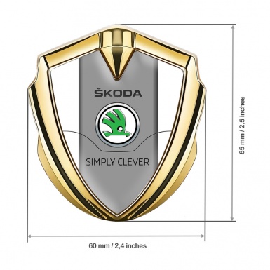 Skoda Domed Emblem Badge Gold White Print Classic Slogan Edition