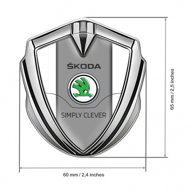 Skoda Domed Emblem Badge Silver White Print Classic Slogan Edition