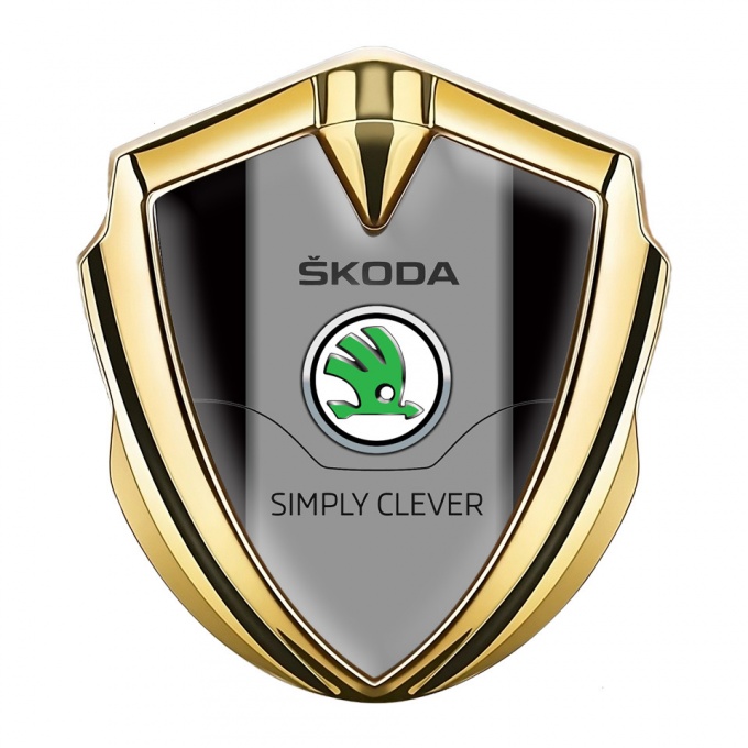 Skoda Emblem Ornament Gold Black Print Classic Slogan Design