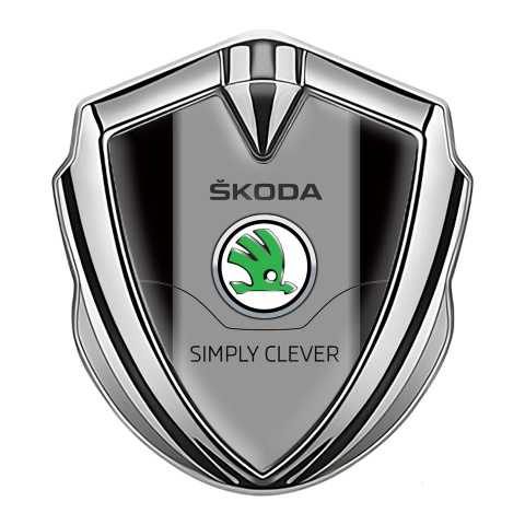 Skoda Emblem Ornament Silver Black Print Classic Slogan Design