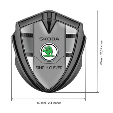 Skoda Emblem Metal Badge Graphite Hex Effect Classic Slogan Design