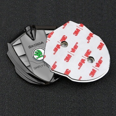 Skoda Silicon Emblem Badge Graphite Grille Pattern Classic Slogan Edition