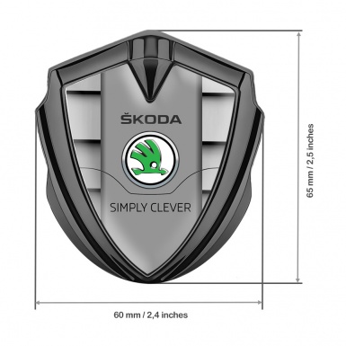 Skoda Silicon Emblem Badge Graphite Grille Pattern Classic Slogan Edition