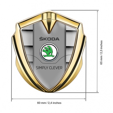 Skoda Silicon Emblem Badge Gold Grille Pattern Classic Slogan Edition