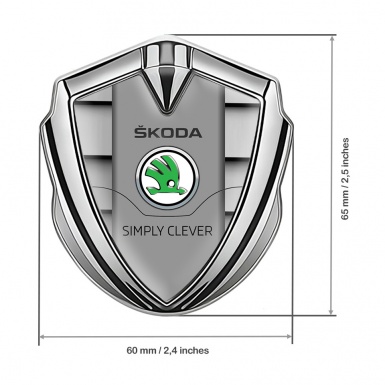 Skoda Silicon Emblem Badge Silver Grille Pattern Classic Slogan Edition