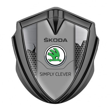 Skoda Emblem Car Badge Graphite Broken Steel Classic Slogan Edition