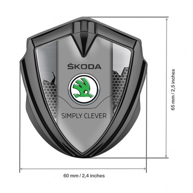 Skoda Emblem Car Badge Graphite Broken Steel Classic Slogan Edition