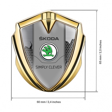 Skoda Emblem Car Badge Gold Broken Steel Classic Slogan Edition
