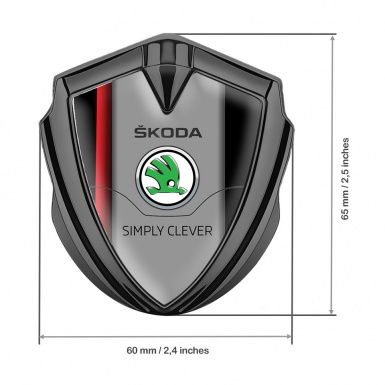 Skoda Metal Domed Emblem Graphite Crimson Stripe Classic Green Logo