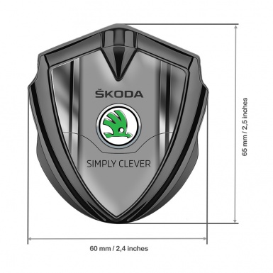 Skoda Badge Self Adhesive Graphite Metal Frame Classic Green Logo