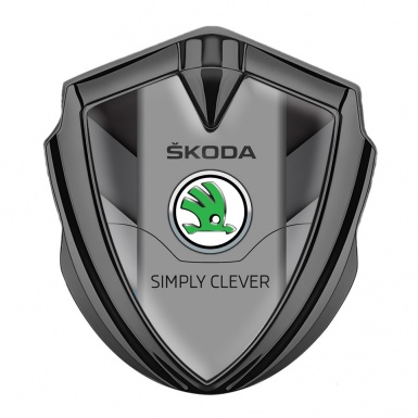 Skoda Emblem Fender Badge Graphite Arrow Motif Classic Green Logo