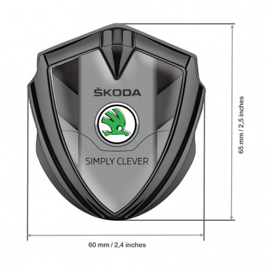 Skoda Emblem Fender Badge Graphite Arrow Motif Classic Green Logo