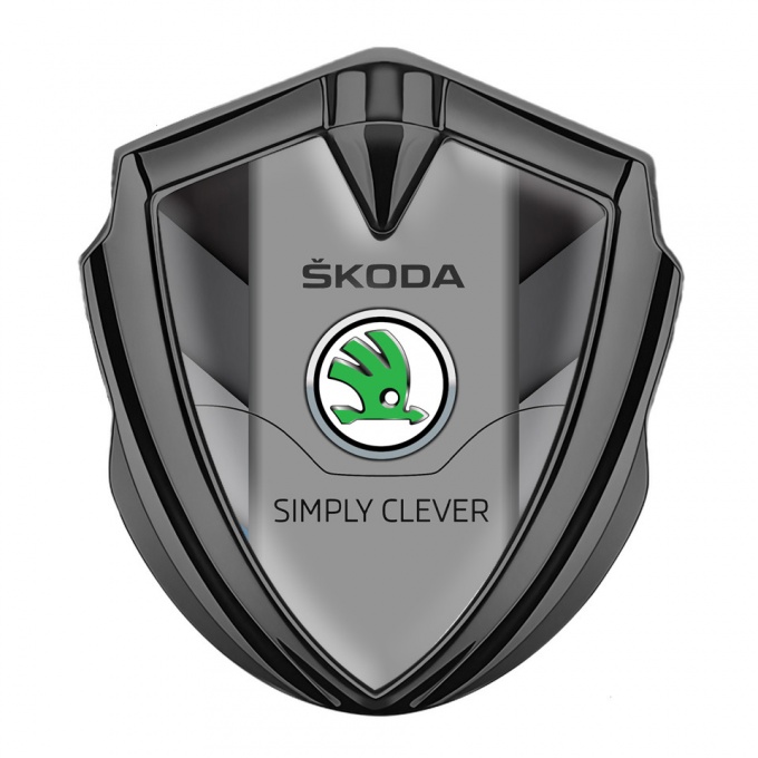 Skoda Emblem Fender Badge Graphite Arrow Motif Classic Green Logo