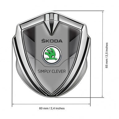 Skoda Emblem Fender Badge Silver Arrow Motif Classic Green Logo