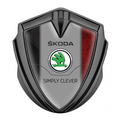 Skoda Metal Emblem Self Adhesive Graphite Red Texture Classic Green Logo