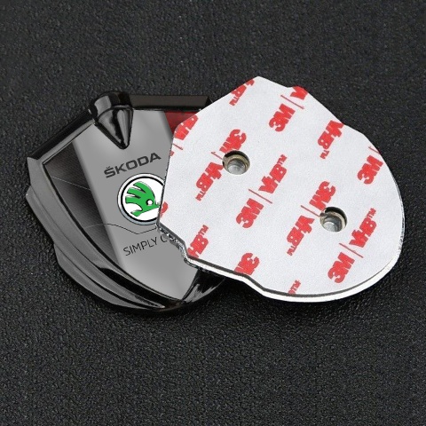 Skoda Metal Emblem Self Adhesive Graphite Red Texture Classic Green Logo