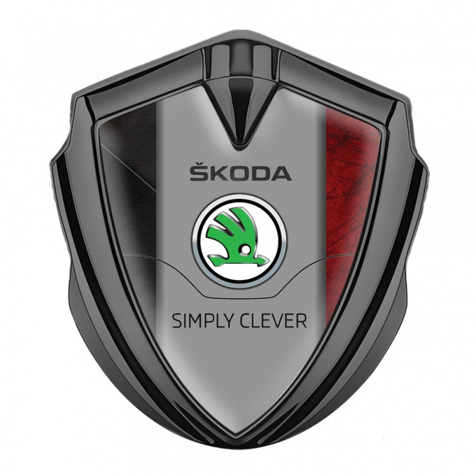 Skoda Metal Emblem Self Adhesive Graphite Red Texture Classic Green Logo