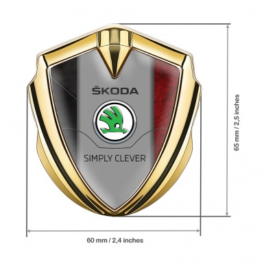 Skoda Metal Emblem Self Adhesive Gold Red Texture Classic Green Logo