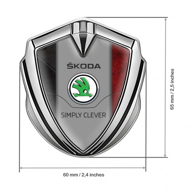 Skoda Metal Emblem Self Adhesive Silver Red Texture Classic Green Logo