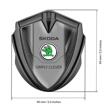 Skoda Fender Emblem Badge Graphite Grey Pattern Classic Green Logo