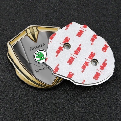 Skoda Fender Emblem Badge Gold Grey Pattern Classic Green Logo