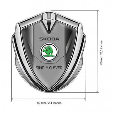 Skoda Fender Emblem Badge Silver Grey Pattern Classic Green Logo