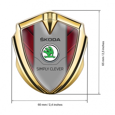 Skoda Emblem Trunk Badge Gold Red Hex Pattern Classic Green Logo