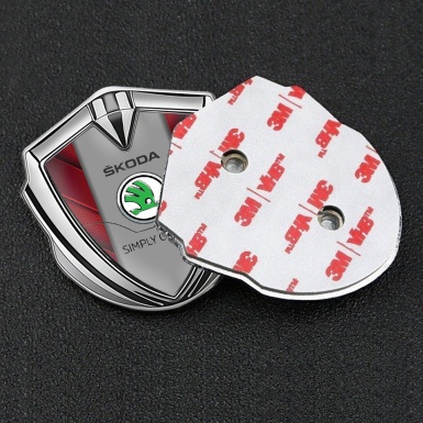 Skoda Emblem Trunk Badge Silver Red Hex Pattern Classic Green Logo