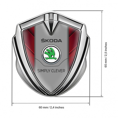 Skoda Emblem Trunk Badge Silver Red Hex Pattern Classic Green Logo