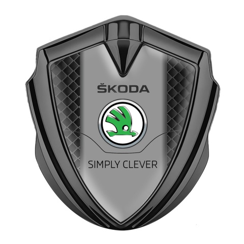 Skoda Metal Emblem Badge Graphite Black Squared Classic Green Logo