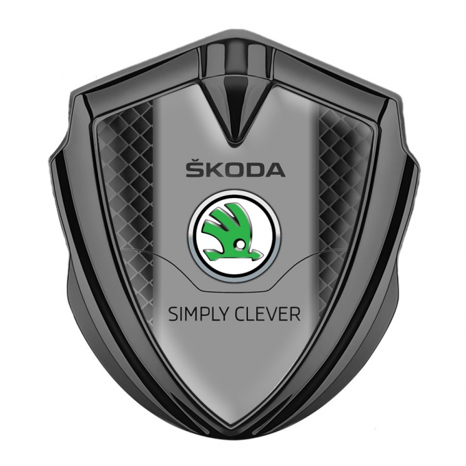 Skoda Metal Emblem Badge Graphite Black Squared Classic Green Logo