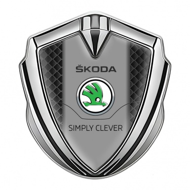 Skoda Metal Emblem Badge Silver Black Squared Classic Green Logo